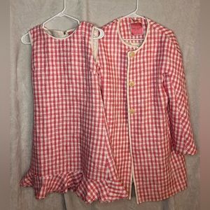 Kate Spade pink and white plaid dress, coat with buttons, with silk fabric